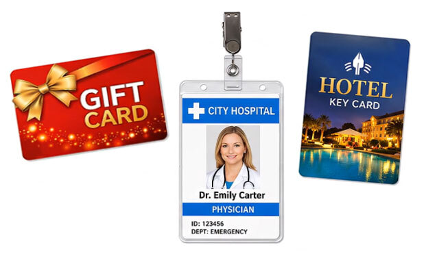 Wholesale plastic gift cards, hospital badges, and RFID hotel key cards for the trade